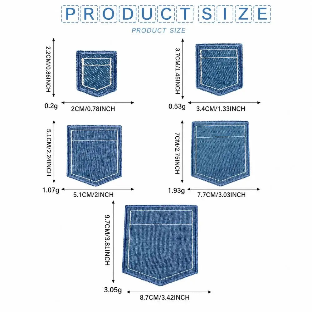 Iron-On Denim Fake Pocket Patches – DIY Jean Appliqué Set Iron-On Fabric Patches Richie's