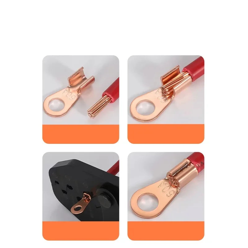 Copper OT Ring Crimp Terminals Non-Insulated Wire Lugs 10-100A Crimp Ring Terminals Richie's