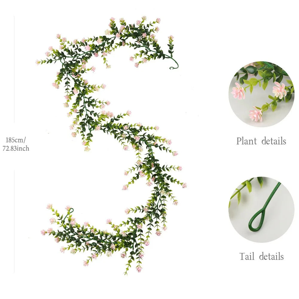 132-Flower Artificial Eucalyptus Vine – Faux Floral Wall Decor Artificial Floral Vine Richie's Pink