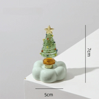 Glass Christmas Tree Figurine with Rotating Ceramic Base | Mini Christmas Figurine Richie's Green
