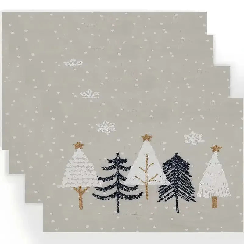 Christmas Tree Placemats Rectangular Holiday Set 2/4/6 Pcs Holiday Placemats Richie's
