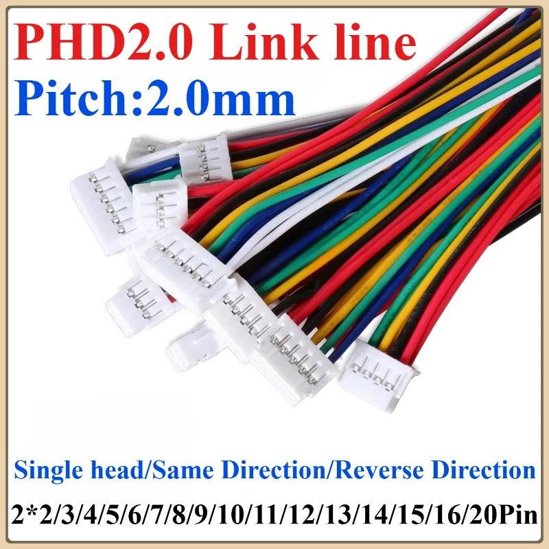 5Pcs PHD 2.0mm Female Connector Plug Socket – Multi-Pin Cable Wire Cable Connector Richie's 2x12P Reverse Direction 300mm