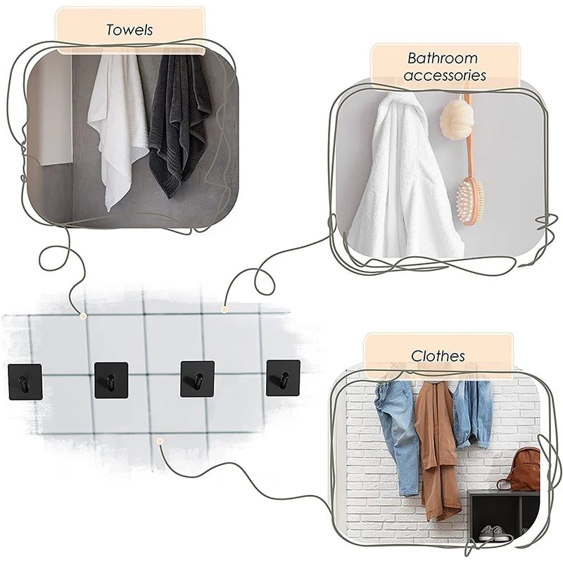 Stainless Steel Adhesive Wall Hooks Rustproof Punch-Free Hanger Adhesive Wall Hooks Richie's