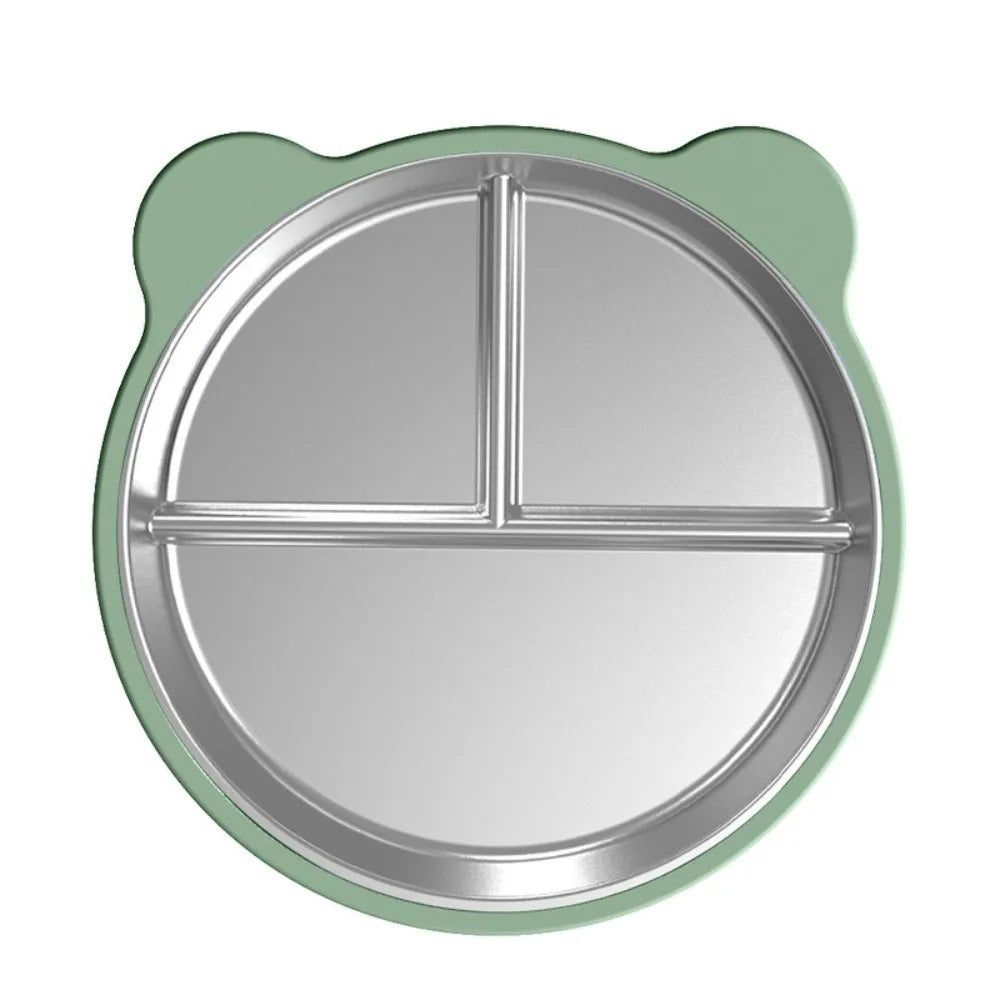 Stainless Steel Toddler Divided Plate with Silicone Suction Base Toddler Divided Plate Richie's Dark Green