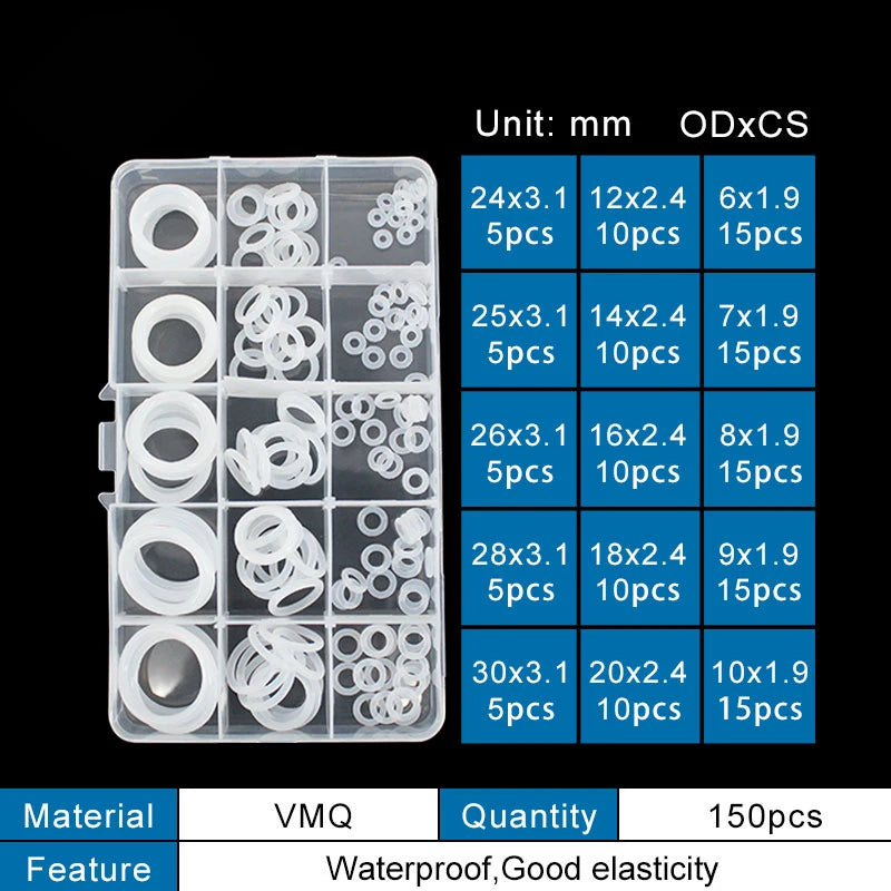 NBR Nitrile O-Ring Assortment Kit – Oil & Water Resistant Gaskets O-Ring Gasket Kit Richie's silicone-BVW150-15G