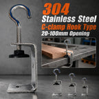 304 Stainless Steel C-Clamp Hook Adjustable 20–100mm | Hardware C-Clamp Hardware Richie's