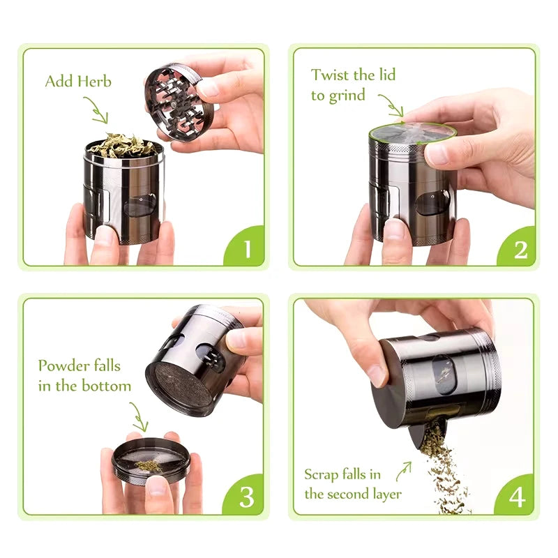 60mm Four-Layer Zinc Alloy Herb & Spice Grinder Herb Spice Grinder Richie's