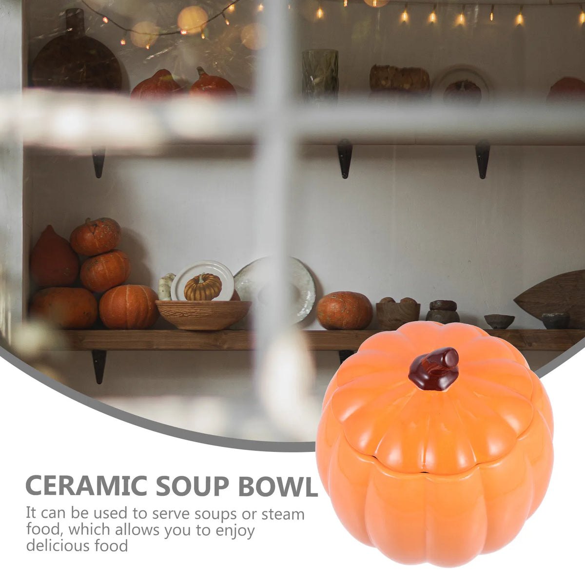 Pumpkin Ceramic Soup Bowl with Lid | Microwave & Oven Safe Ceramic Soup Bowl Richie's