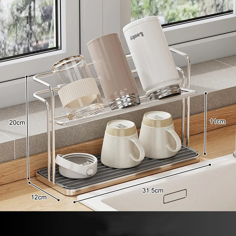 Stackable Stainless Steel Cup & Bowl Kitchen Storage Rack Kitchen Storage Rack Richie's Grey