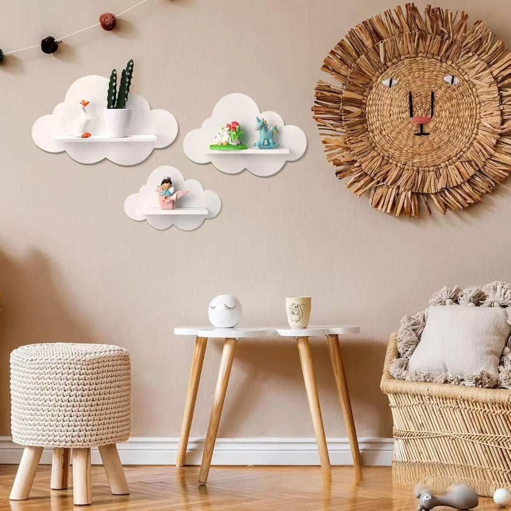 Cloud-Shaped Floating Wall Shelves Set of 3 – Kids Room Decor Floating Wall Shelves Richie's