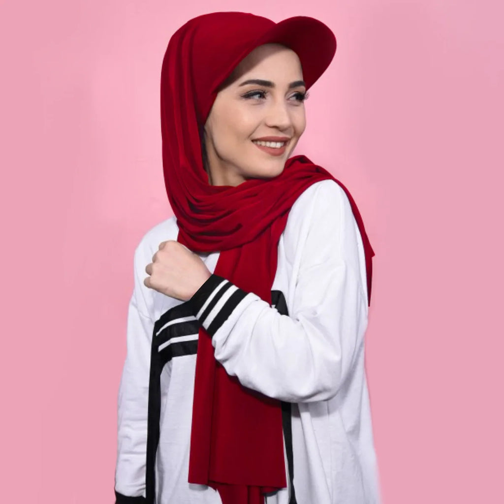 Women's Brim Bandana Turban Cap – Sun Visor Hijab Hat Women's Turban Cap Richie's Burgundy