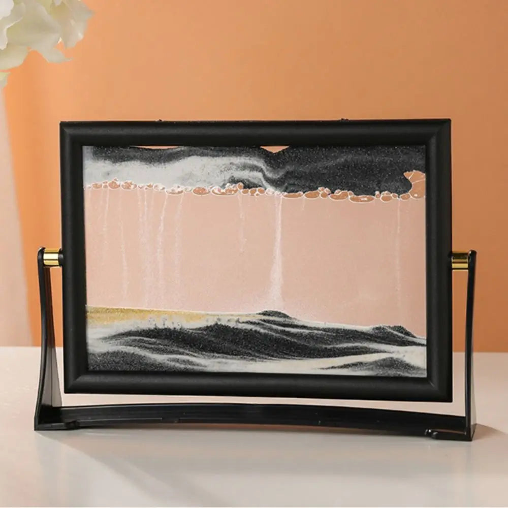 Rotatable Flowing Sand Art Picture – Home Décor Gift Sand Art Decoration Richie's black 7inch