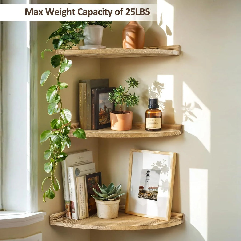 Natural Wood Floating Corner Triangle Shelf – Bathroom & Living Floating Corner Shelf Richie's