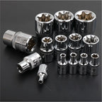14Pc Female E-TORX Star Socket Set E4–E24 | 3 Drive Sizes Socket Set Richie's