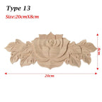 Unpainted Wood Carved Rose Flower Applique Furniture Ornament Wood Carved Applique Richie's type 13-20cmX8cm-