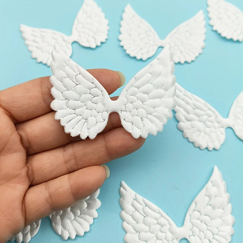 50pcs White Satin Angel Wing Patches – DIY Fabric Appliques Fabric Appliques Richie's