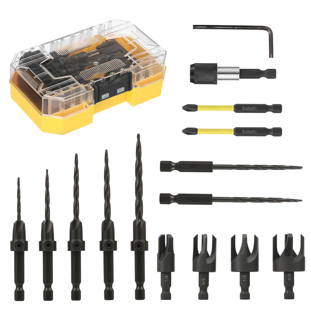 Tapered Countersink Drill Bit Set – S2 Steel Wood Plug Cutter Countersink Drill Set Richie's set B With box