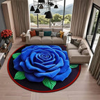 Non-Slip Round Rose Floor Mat 3D Flower Carpet 23.6" Decorative Floor Mat Richie's Blue