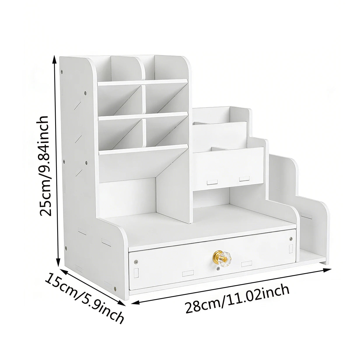 White Wooden Desk Organizer with Drawer & Pen Holder Desk Organizer Richie's