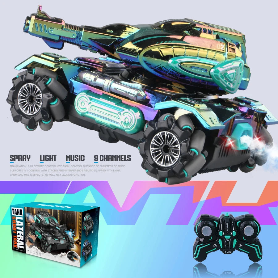 2.4G 4WD RC Sci-Fi Stunt Tank – LED, Spray & Sound Toy RC Stunt Tank Richie's MK742A-LV