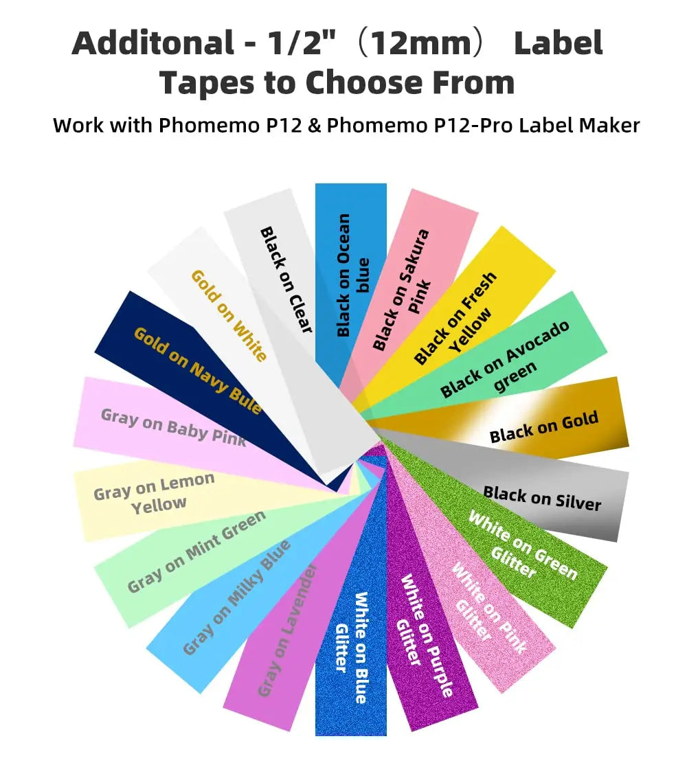12mm Label Tape for Phomemo P12 & Dymo LetraTag – 4m Label Maker Tape Richie's