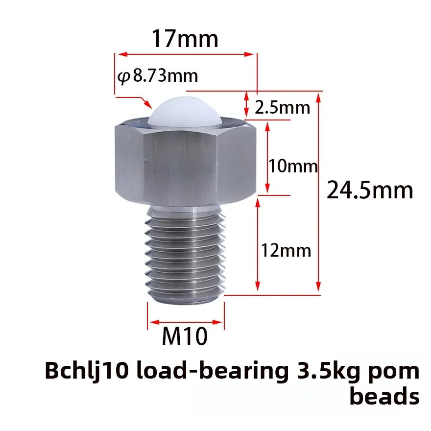 M5–M20 Universal Ball Hex Bolt – Conveyor Roller Connector Hex Bolt Connector Richie's BCHLJ10POMQDE03-10