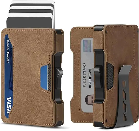 Zeeker EDC Pop-Up Slim Wallet – RFID Blocking Leather Card Holder Slim Card Wallet Richie's Brown China Mainland