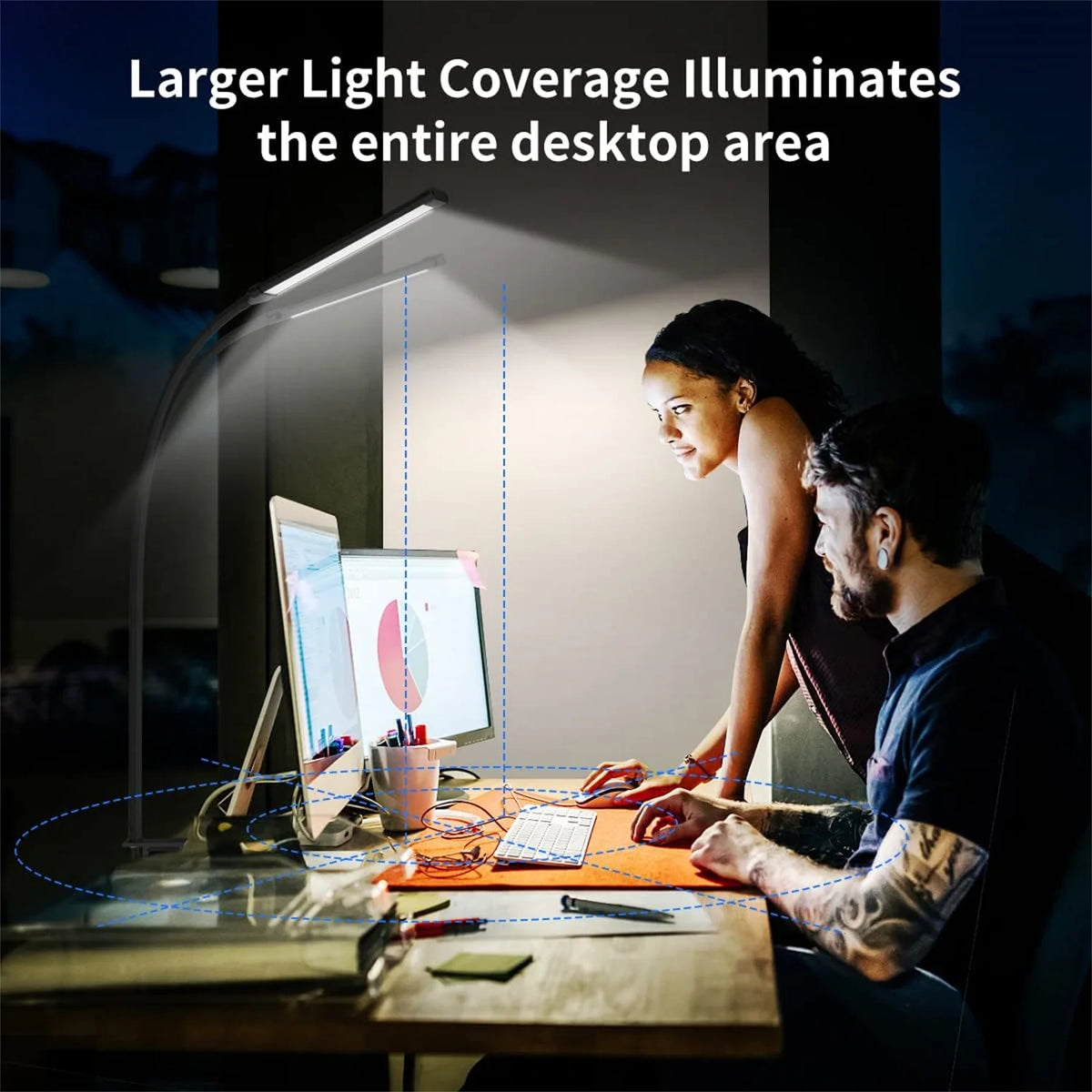 KEBINCPLED USB Clamp Desk Lamp Dimmable Rotatable LED Light Clamp Desk Lamp Richie's