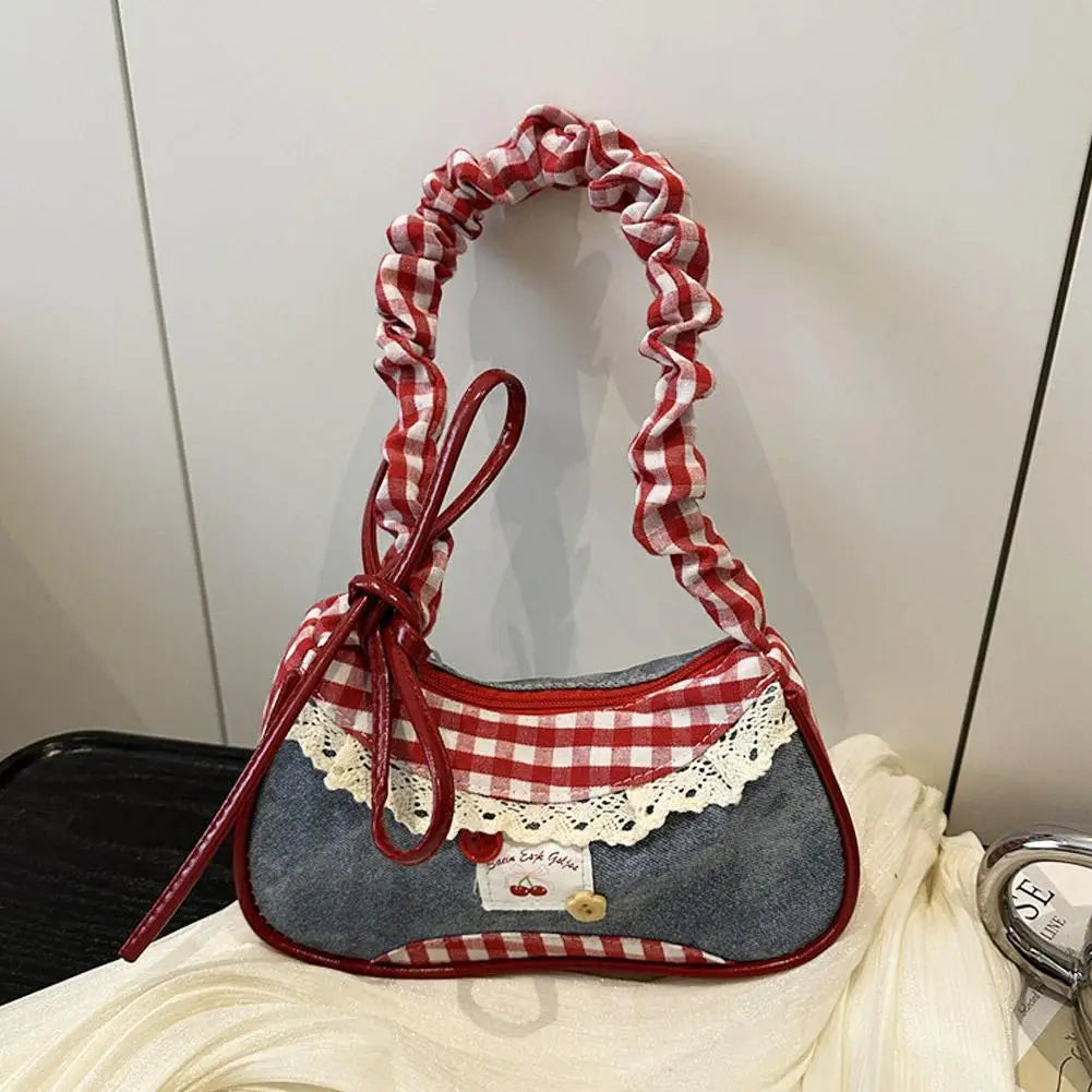 Women's Plaid Crescent Mini Shoulder Bag | Half Moon Handbag Crescent Shoulder Bag Richie's