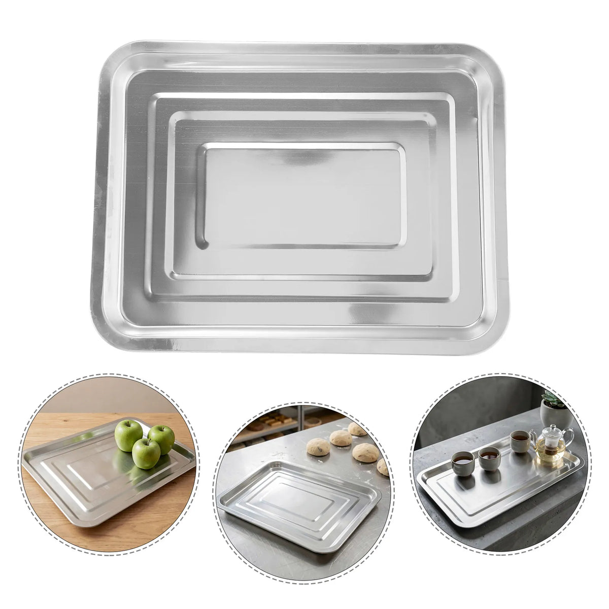 Stainless Steel Rectangular Serving Tray 14x10.6" | Buffet Tray Serving Tray Richie's