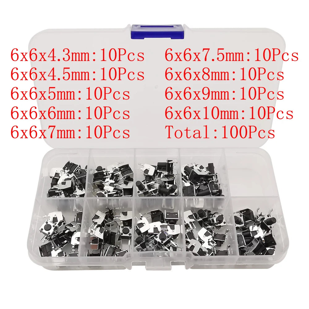 50Pcs 6x6mm Momentary Tactile Push Button Switch PCB Right Angle Tactile Push Switch Richie's 1Box