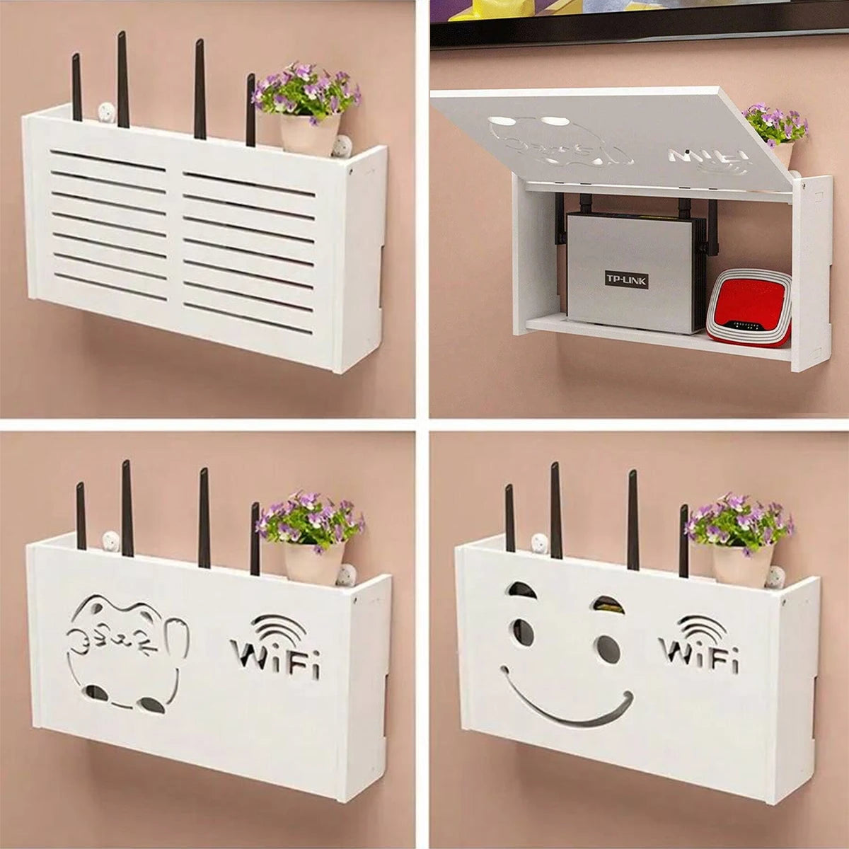 Wall Mounted WiFi Router Storage Box & Cable Organizer Router Storage Box Richie's