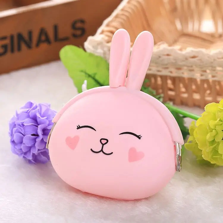 Girls Mini Silicone Animal Coin Purse – Kids Key Wallet Silicone Coin Purse Richie's pink rabbit