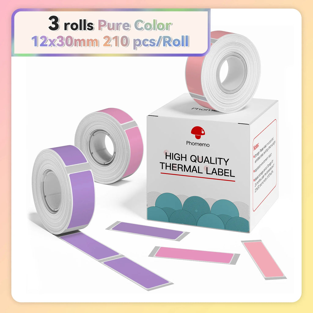 Phomemo Q30 White Waterproof Thermal Labels – 3 Rolls Thermal Label Rolls Richie's 12x30mm Color P12 China Mainland