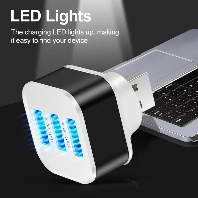 3-Port Mini USB 2.0 Hub Splitter | Portable Travel Charger USB Hub Splitter Richie's