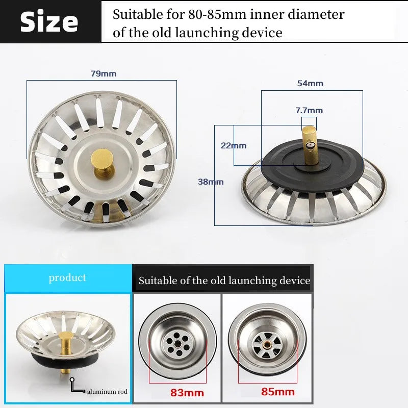 Stainless Steel Sink Strainer Drain Filter & Stopper Sink Drain Strainer Richie's