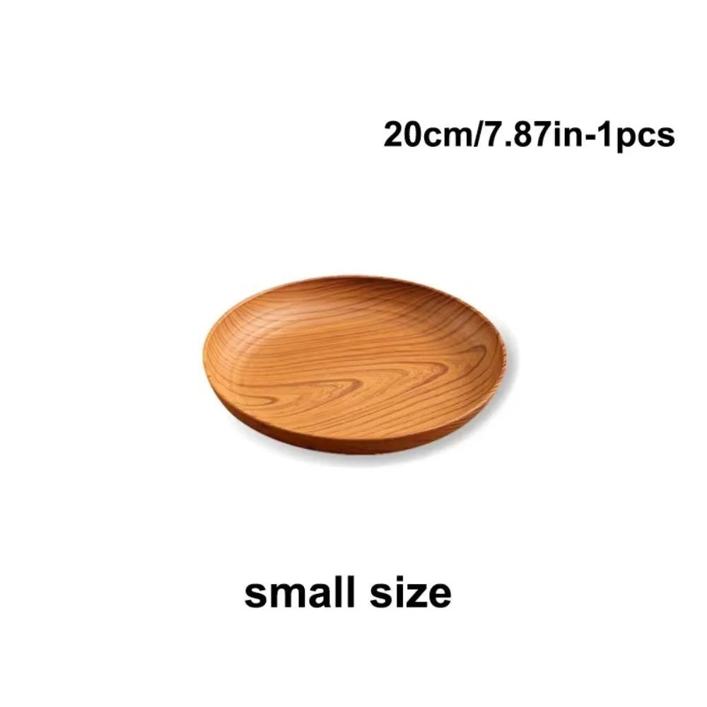 Wood-Grain Round Serving Tray – Tea, Bread & Dinner Plate Serving Tray Richie's 20cm