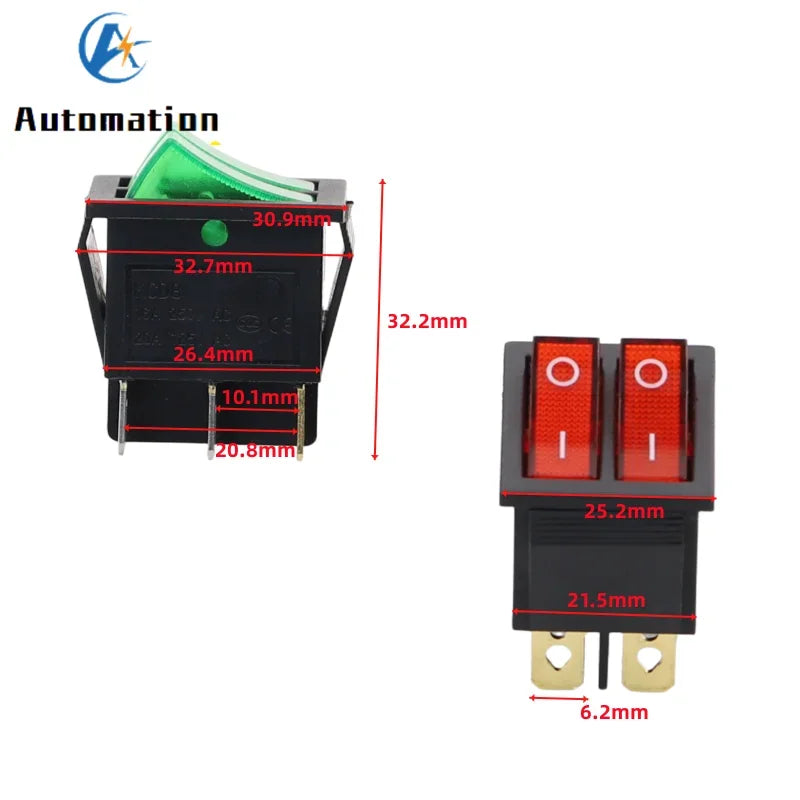 KCD8 6-Pin Waterproof Rocker Switch 16A 250V Latching ON-OFF Rocker Switch Richie's