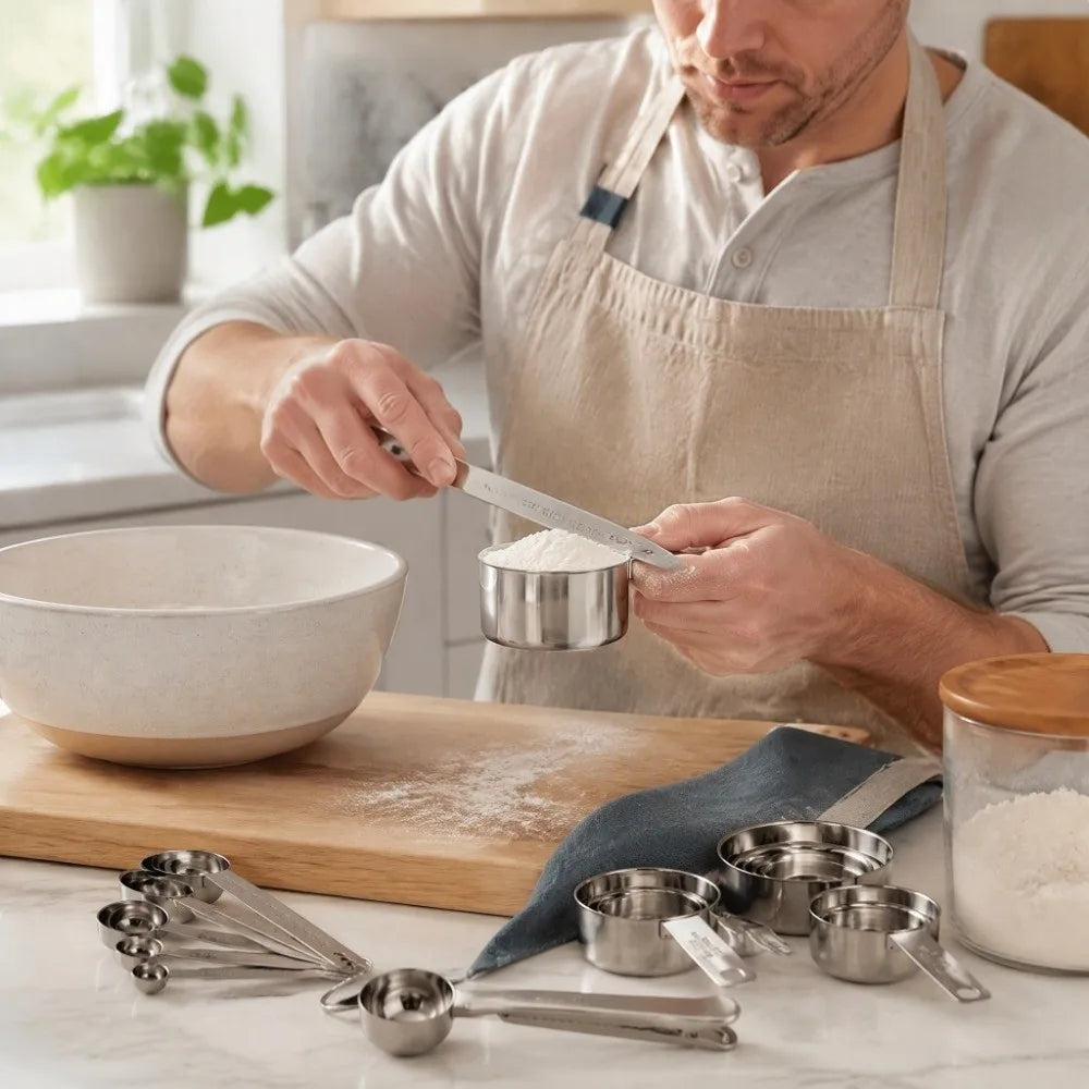 12-Piece Stainless Steel Measuring Cups & Spoons Set – Stackable Measuring Cups & Spoons Richie's