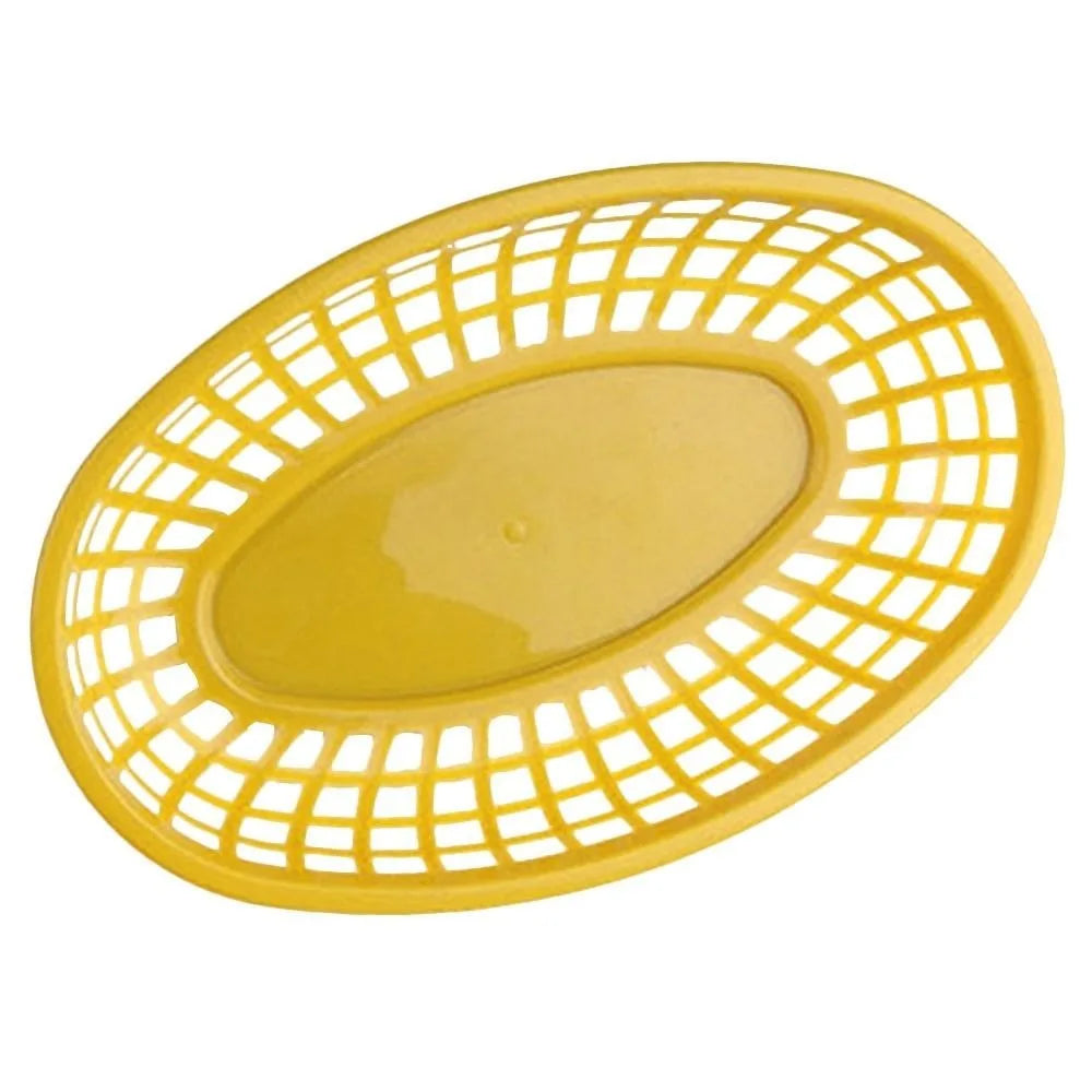 Reusable Oval Plastic Food Serving Basket – Snack & Hot Dog Tray Food Serving Basket Richie's Yellow