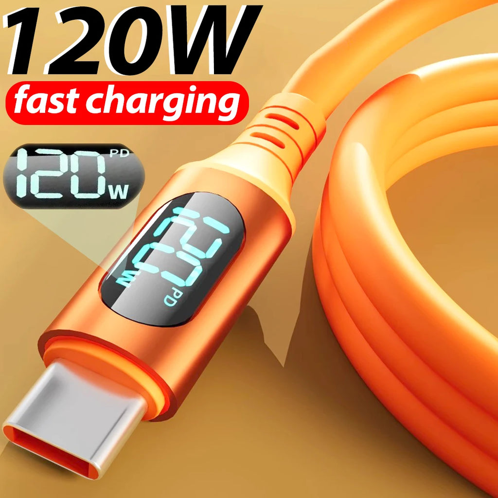 FUCHU 120W USB-C Fast Charging Cable with Digital Display | 1m/2m USB-C Charging Cable Richie's