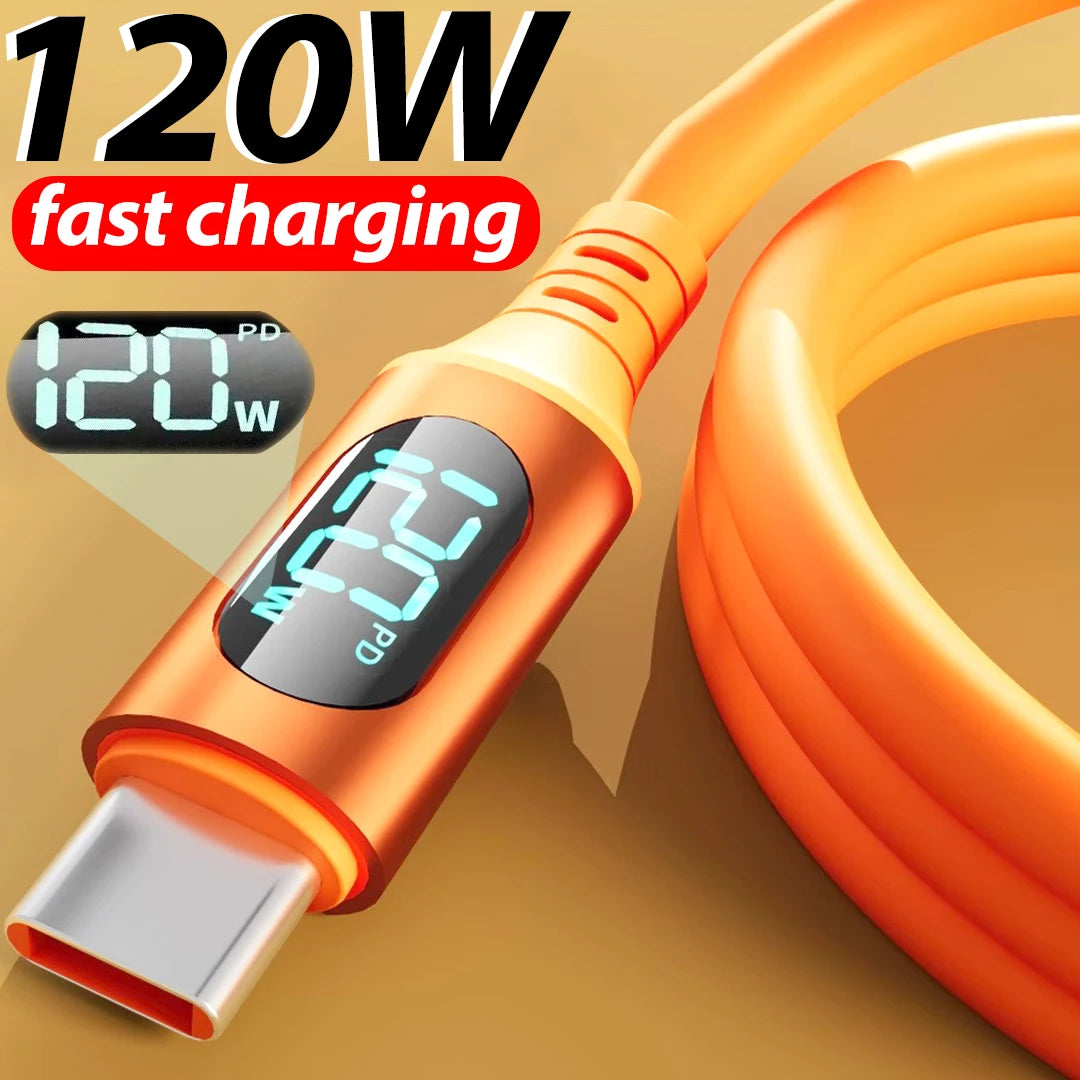 FUCHU 120W USB-C Fast Charging Cable with Digital Display | 1m/2m USB-C Charging Cable Richie's