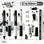 4-Pack Cute Cat Gel Pens 0.5mm Fine Point Soft Grip Gift Set Gel Pen Set Richie's black