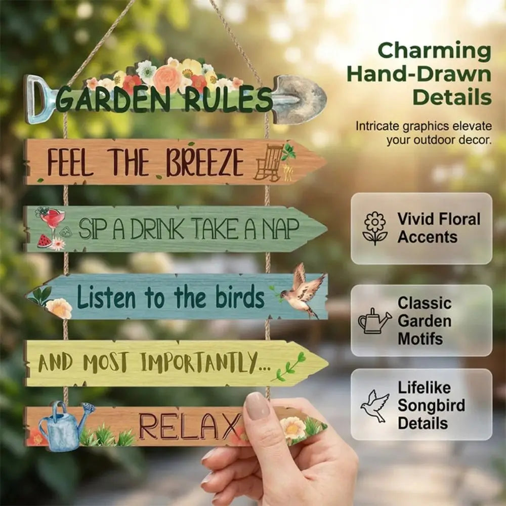 Rustic Wooden Garden Hanging Sign | Wall Decor Plaque Garden Wall Sign Richie's