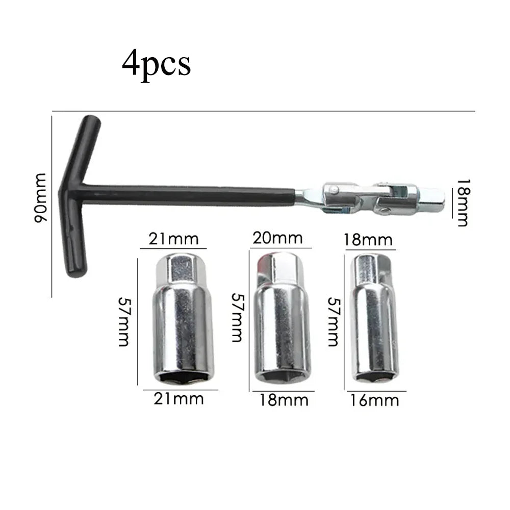 4-Piece Spark Plug Socket Wrench Set 16mm 18mm 21mm Chrome Spark Plug Socket Set Richie's 1set