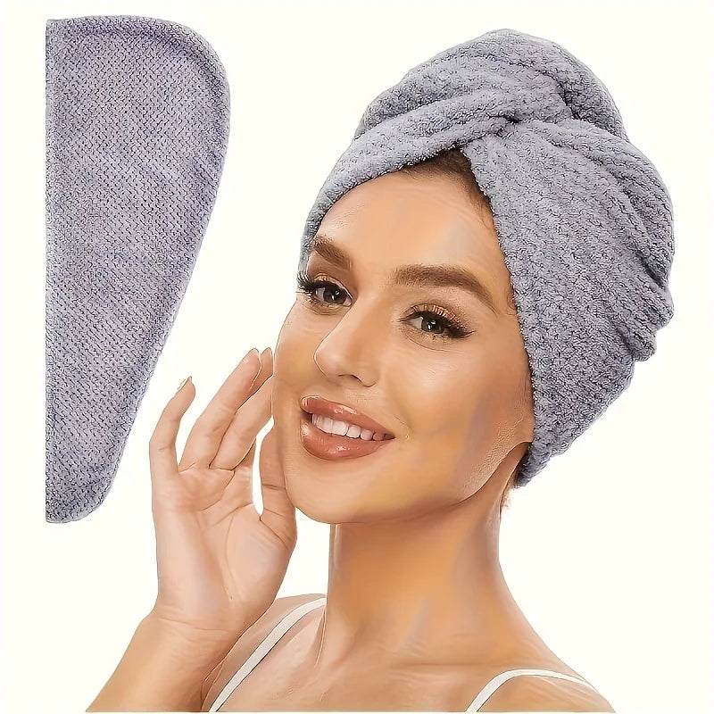 Microfiber Hair Towel Wrap – Quick Dry Turban for All Hair Types Microfiber Hair Towel Richie's GRAY