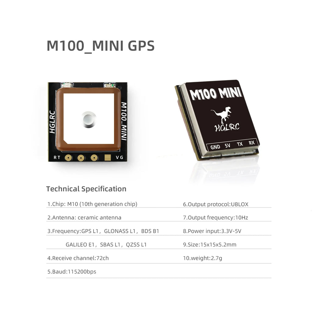 HGLRC M100 Mini GPS Module M10 Chip – FPV Racing Drone Drone GPS Module Richie's