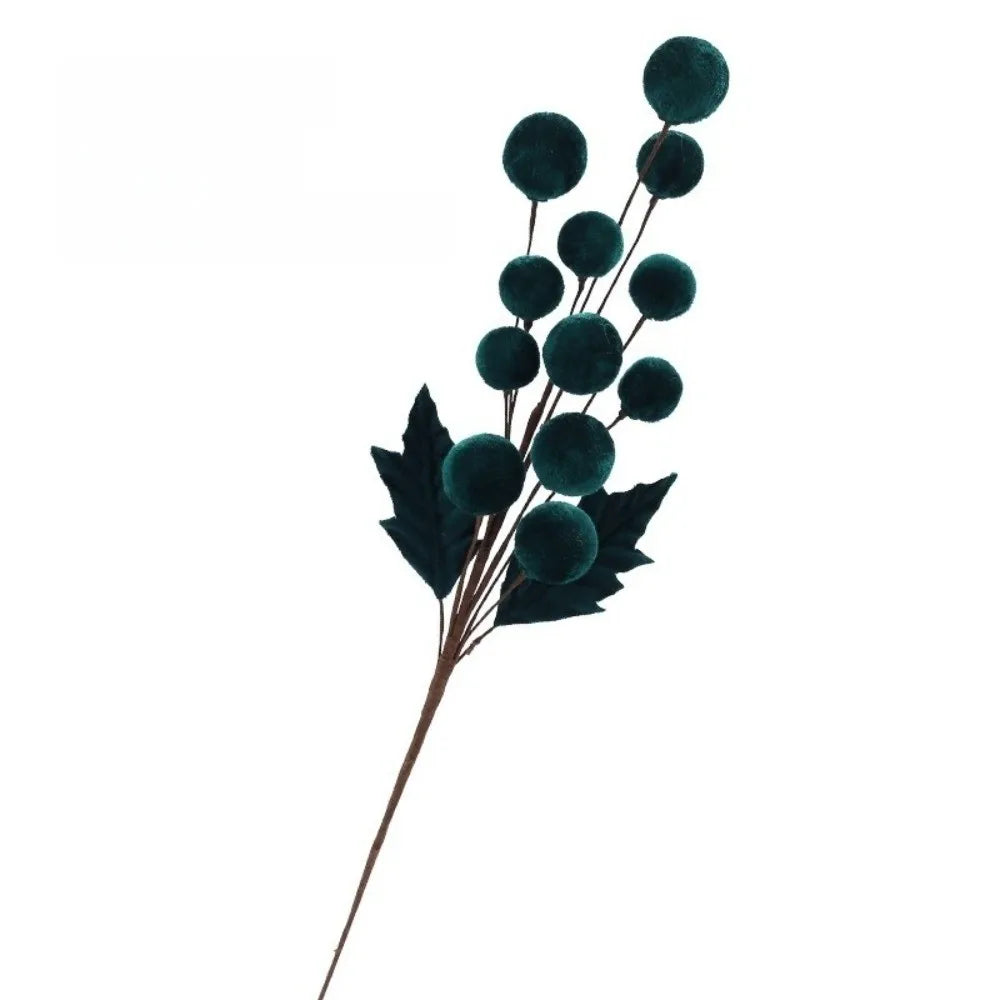 Velvet Christmas Ball Branches Multicolor DIY Xmas Centerpiece Christmas Decoration Richie's Dark Green