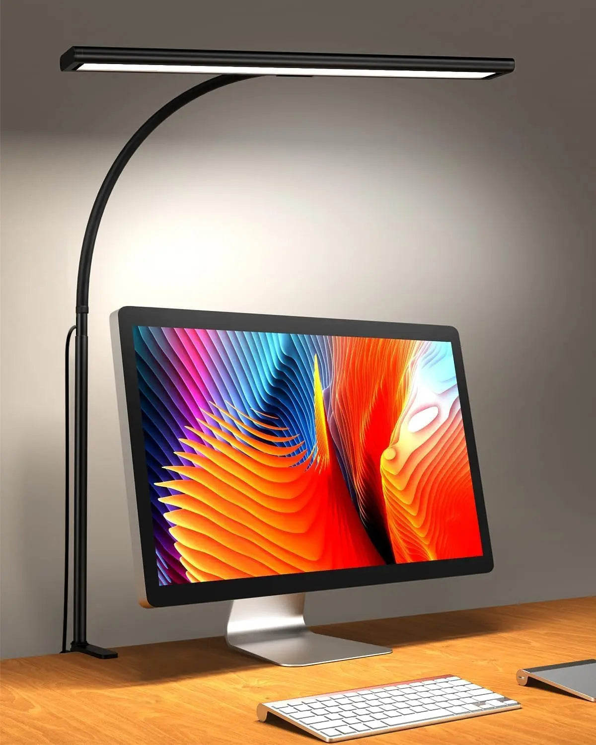 KEBINCPLED USB Clamp Desk Lamp Dimmable Rotatable LED Light Clamp Desk Lamp Richie's Black 1Head USB No plug