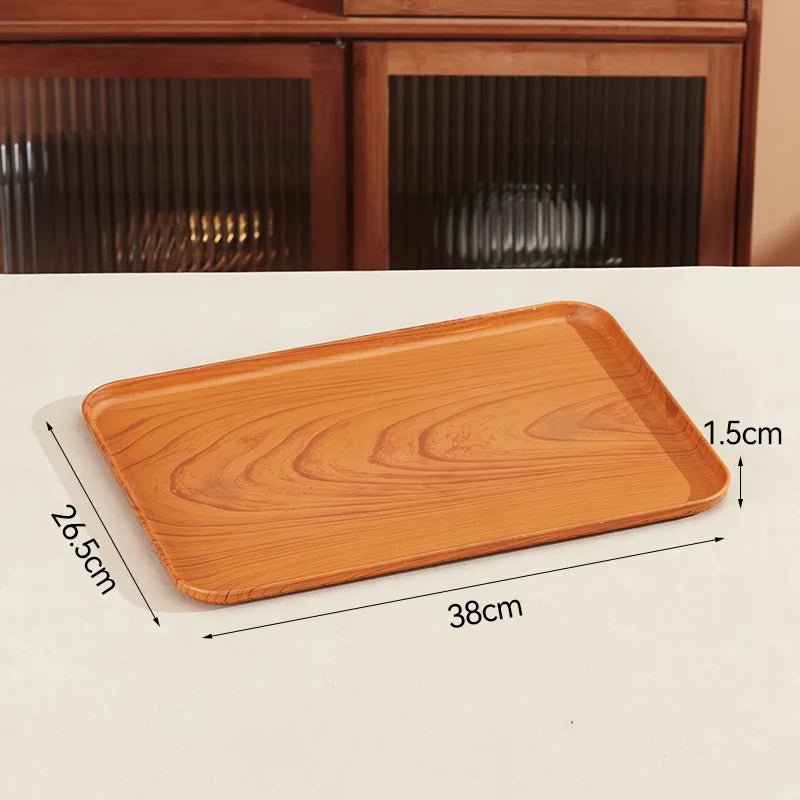 Wood Grain PP Plastic Serving Tray – Tea, Coffee & Food Serving Tray Richie's 38x26.5x1.5cm